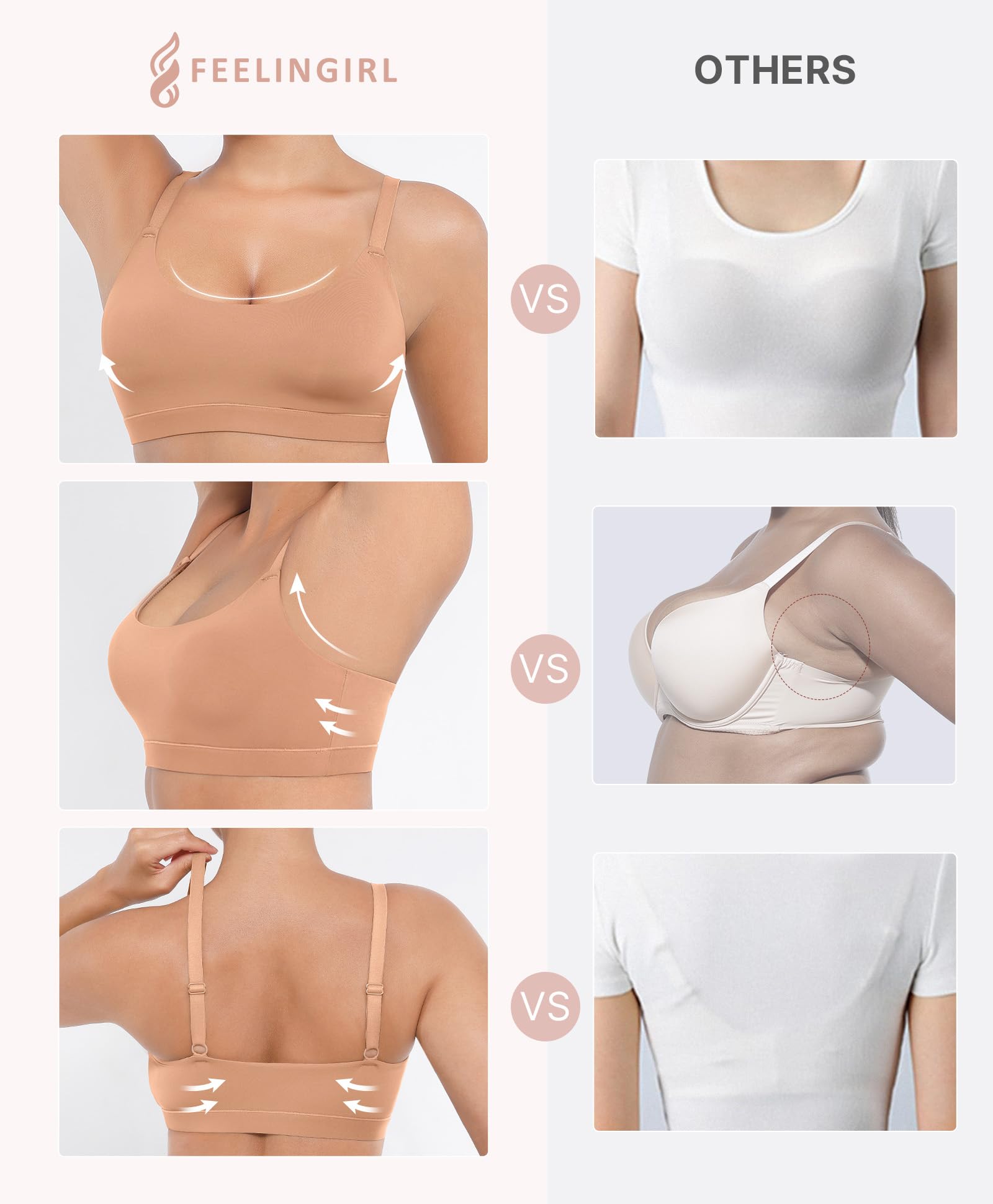 FeelinGirl Seamless Bras Wireless Bralettes for Women, No Wire Unlined Comfort Soft for Sleep, Everyday Bras - Image 4