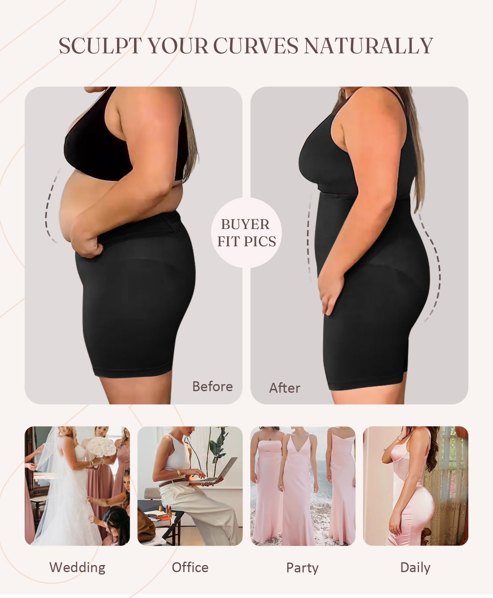 FeelinGirl Shapewear for Women Tummy Control High Waisted Light Shaping Butt Lifting Shapewear Shorts Body Shaper - Image 3