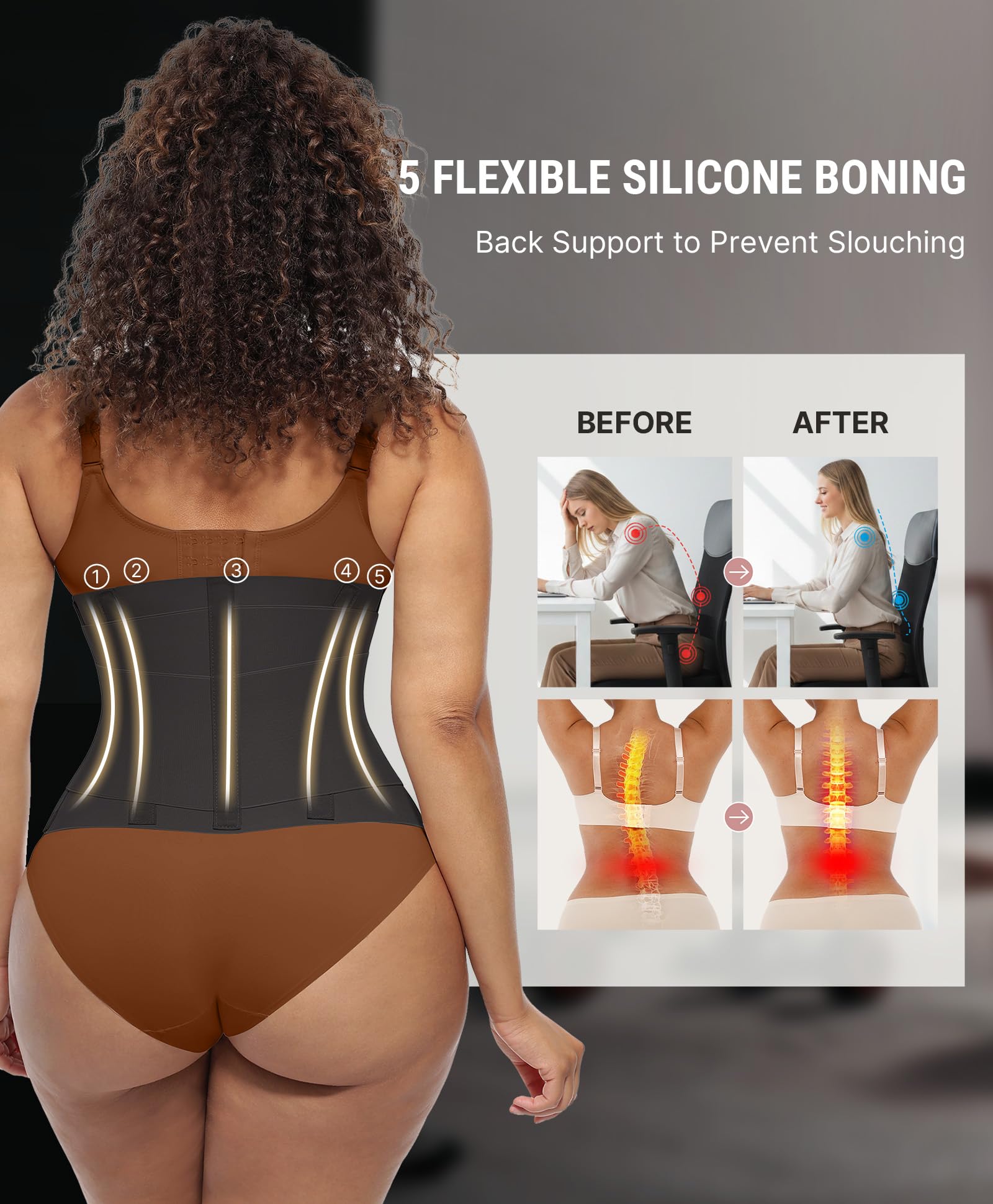 FeelinGirl Waist Trainer Belt Waist Cincher Trimmer Ab Belt Tummy Control Body Shaper with Triple Wrap Women and Men - Image 4