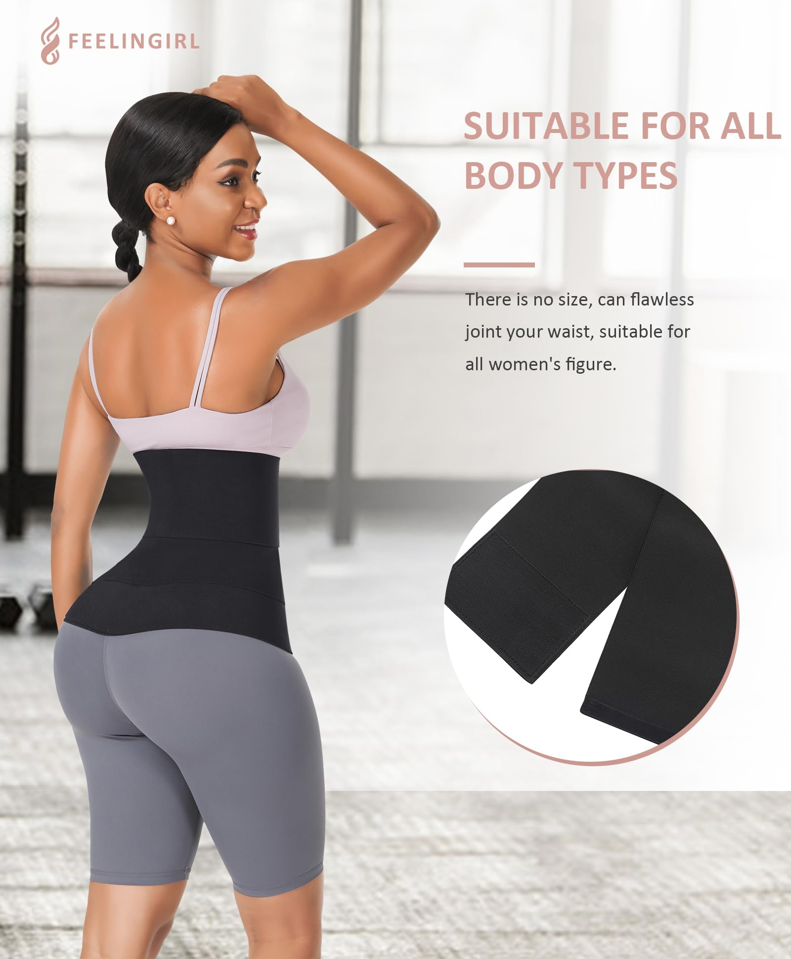 FeelinGirl Waist Trainer for Women Bandage Wrap Trimmer Belt Long Torso Tummy Wraps Belly Body Shaper Waist Trimmer Belt - Image 3